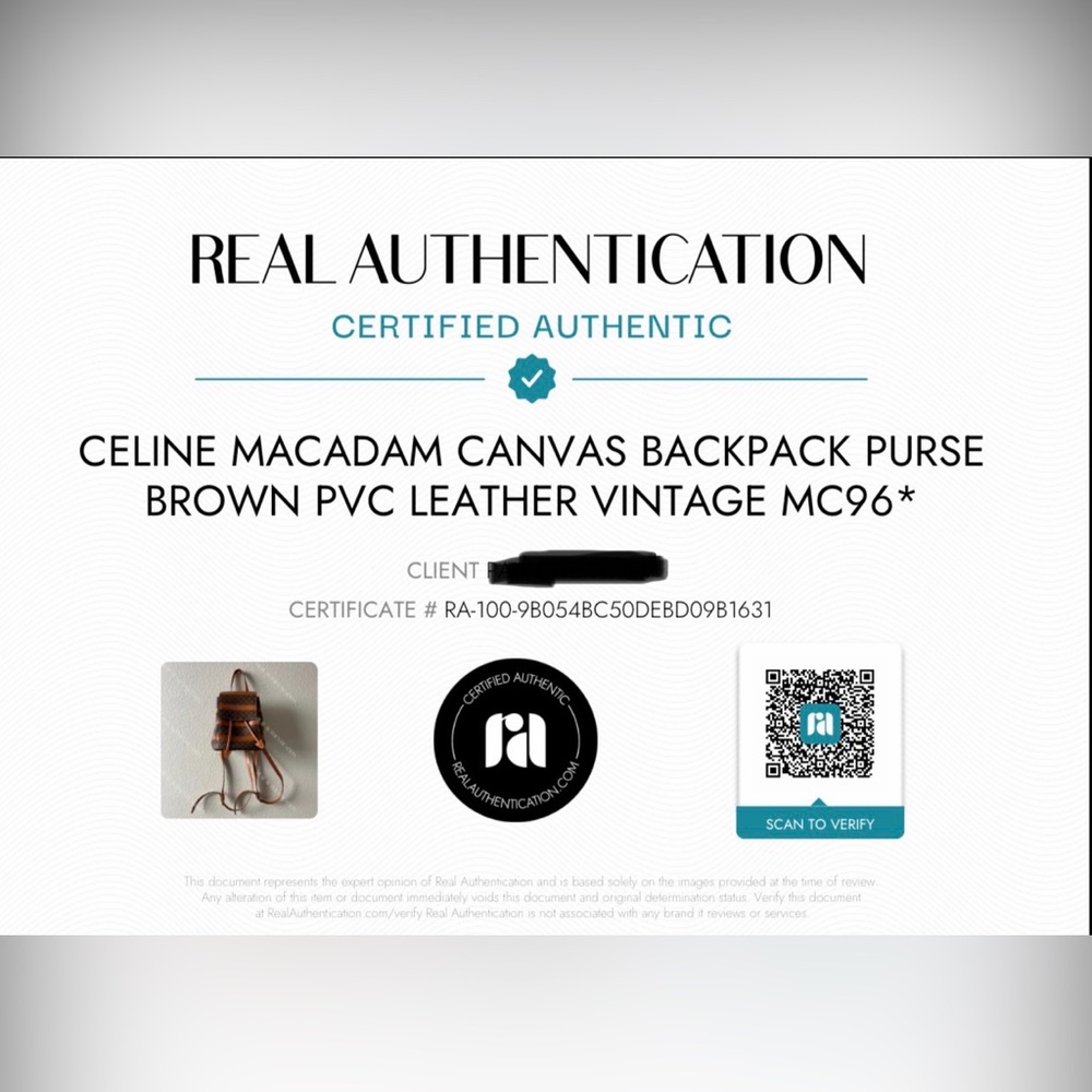 CELINE Macadam Canvas Backpack Purse Brown PVC Leather Vintage MC96* - Picture 9 of 9